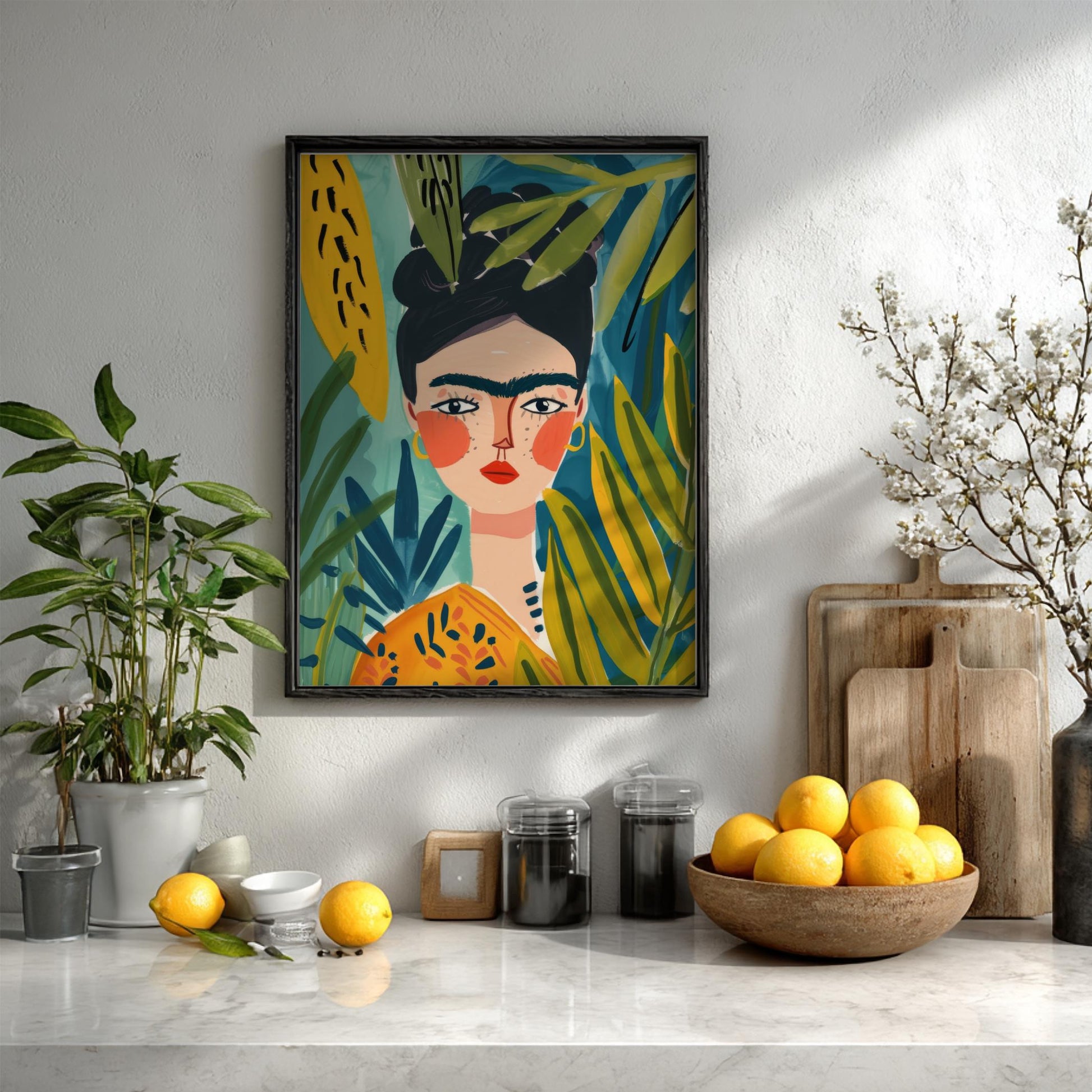 Frida’s Flourish Modern Art - The Botanical Icon Wall Print