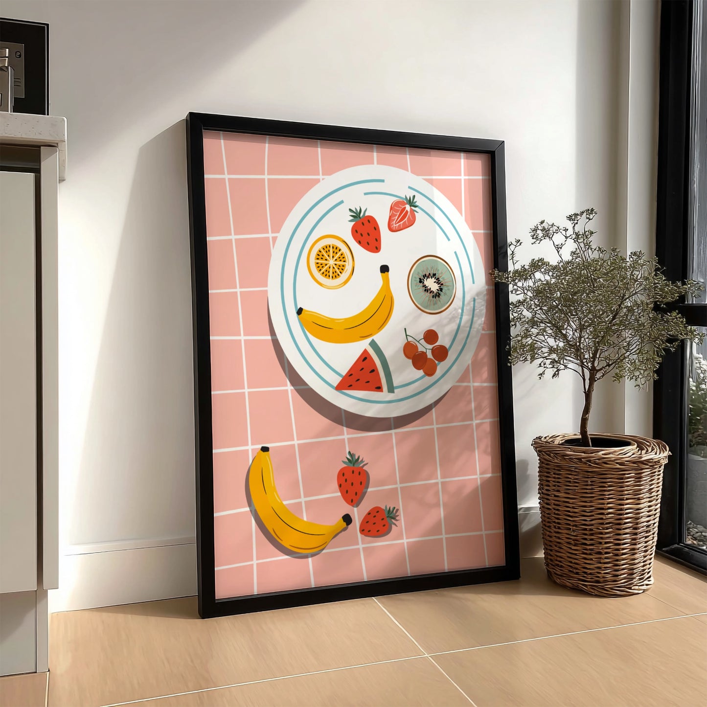 Fruit Plate Poster - Fresh & Colorful Fruit Arrangement Wall Art Print