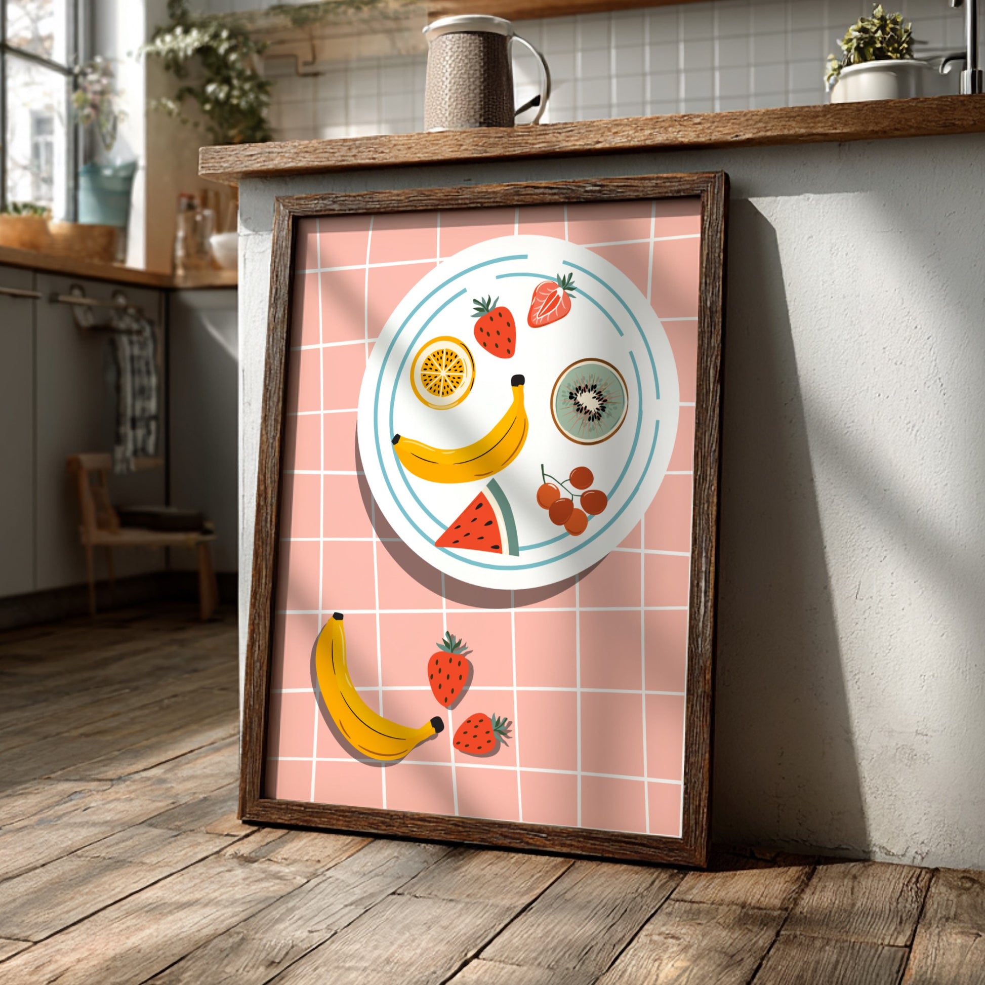 Fruit Plate Poster - Fresh & Colorful Fruit Arrangement Wall Art Print