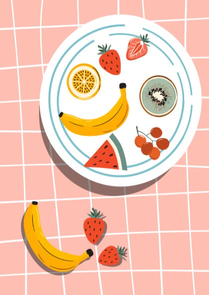 Fruit Plate Poster - Fresh & Colorful Fruit Arrangement Wall Art Print