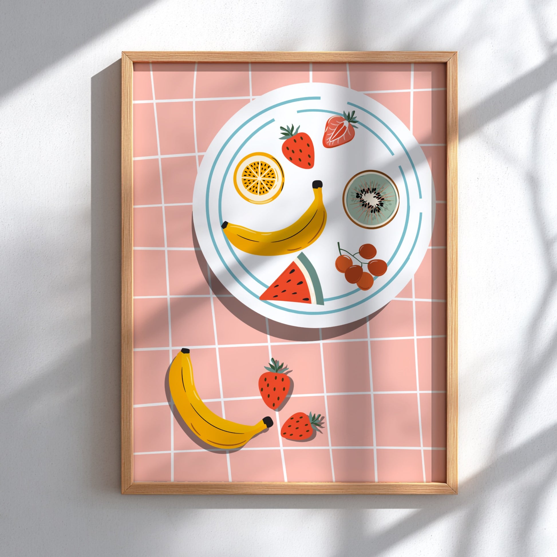 Fruit Plate Poster - Fresh & Colorful Fruit Arrangement Wall Art Print