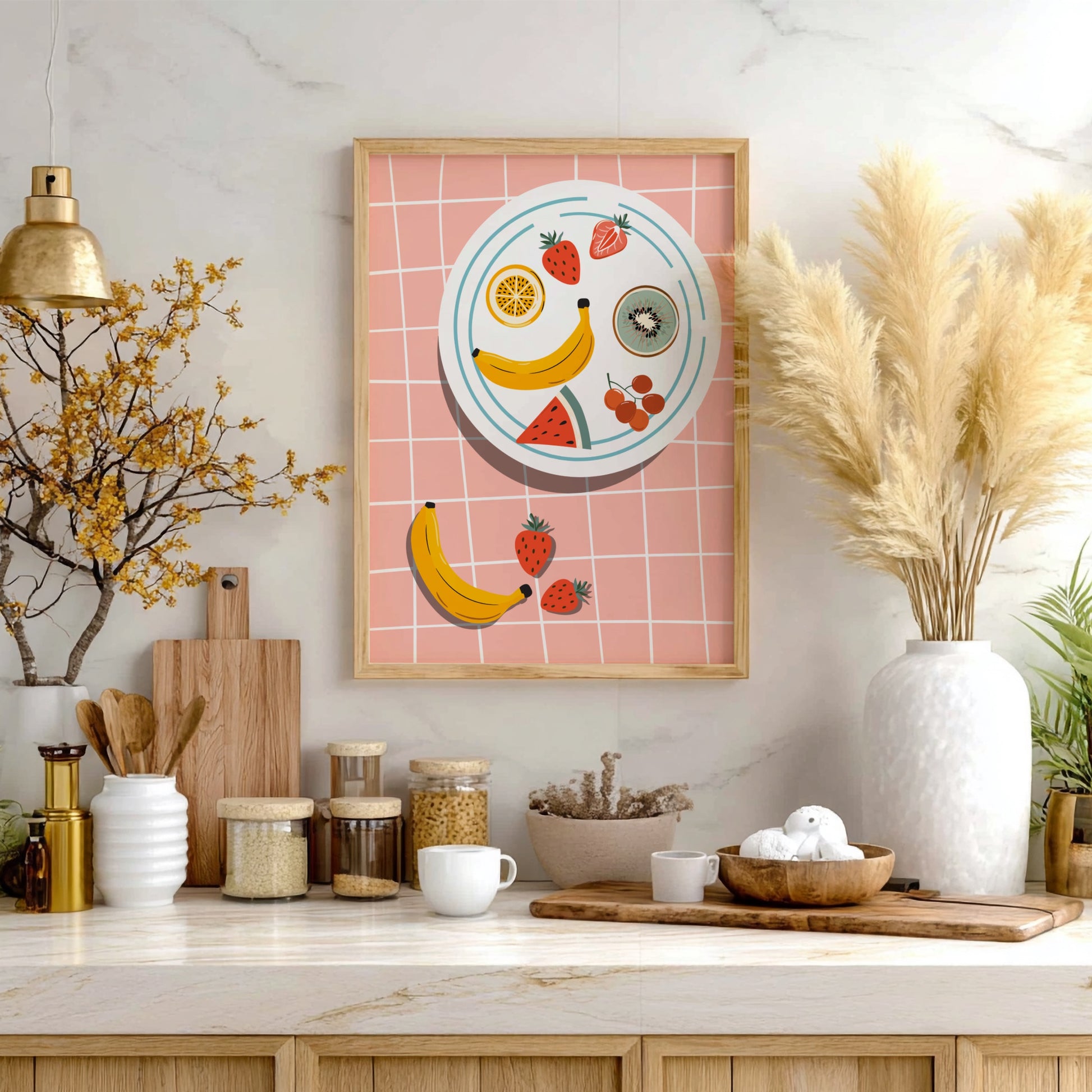 Fruit Plate Poster - Fresh & Colorful Fruit Arrangement Wall Art Print