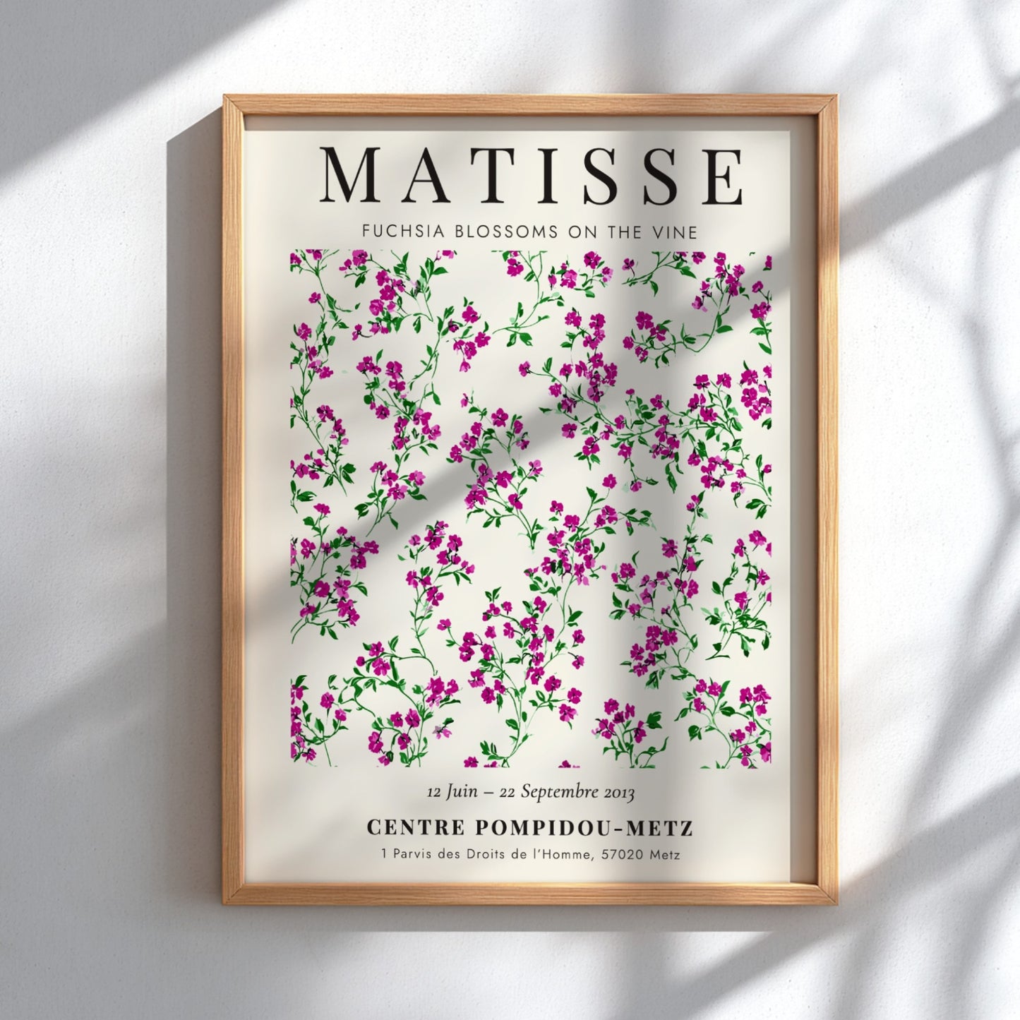 Fuchsia Blossoms poster by Henri Matisse featuring vibrant colors and floral design, perfect for home decor.