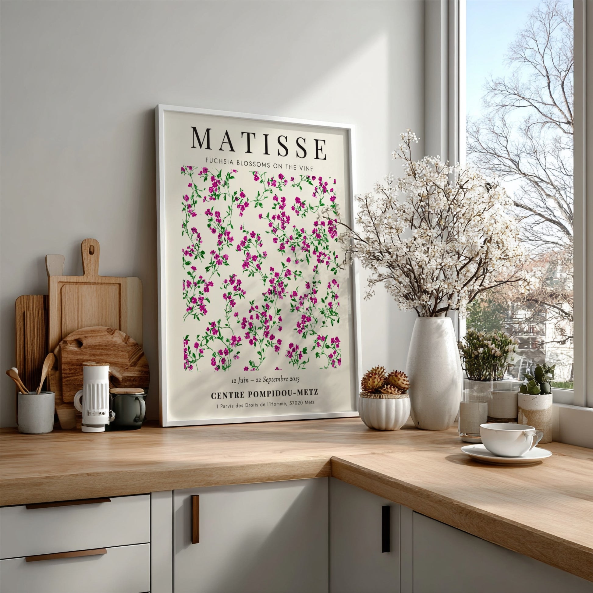 Fuchsia Blossoms poster by Henri Matisse featuring vibrant colors and floral design, perfect for home decor.