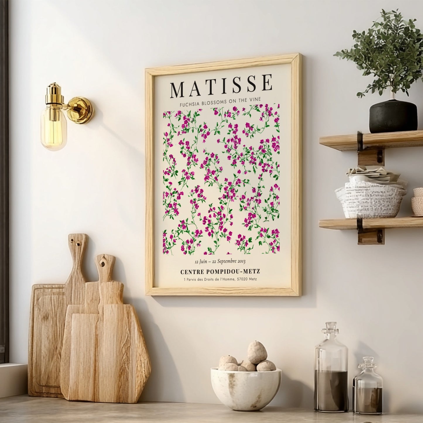 Fuchsia Blossoms poster by Henri Matisse featuring vibrant colors and floral design, perfect for home decor.