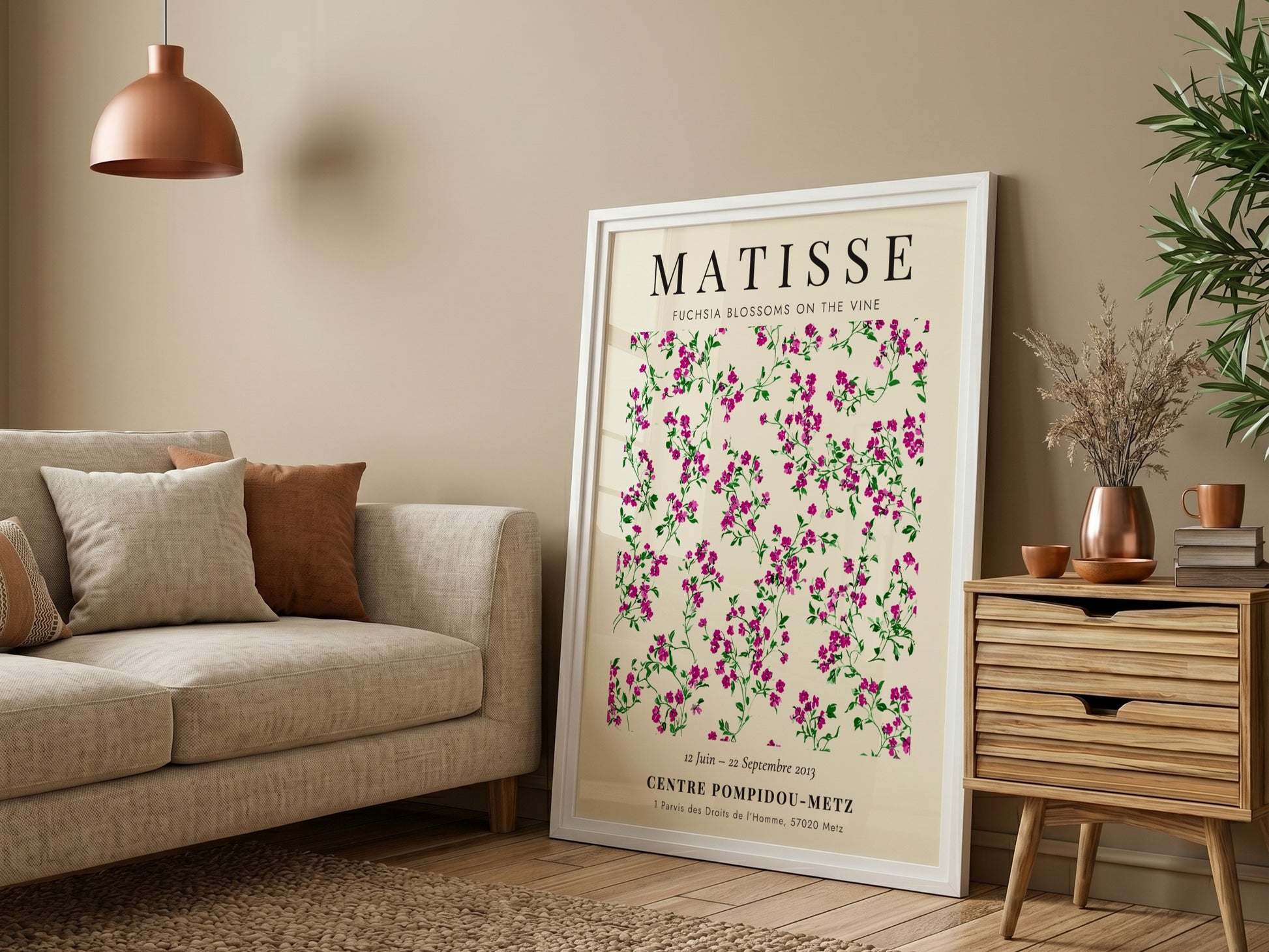 Fuchsia Blossoms poster by Henri Matisse featuring vibrant colors and floral design, perfect for home decor.