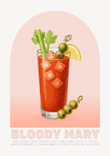 Bloody Mary Cocktail Poster - Drinks Wall Art