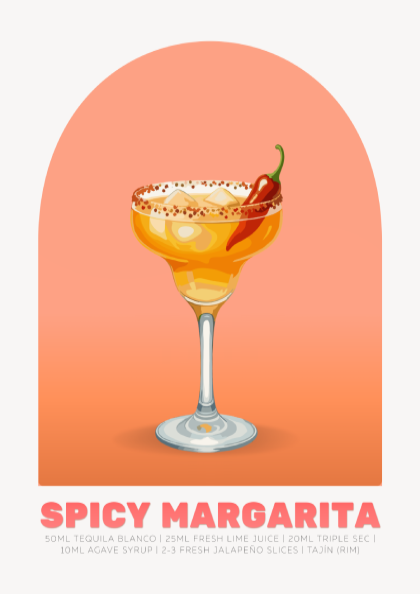 Spicy Margarita Cocktail Poster - Drinks Wall Art