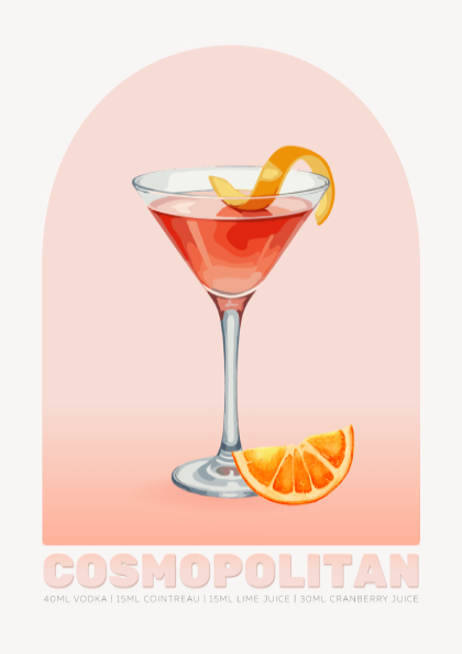 Cosmopolitan Cocktail Poster - Drinks Wall Art