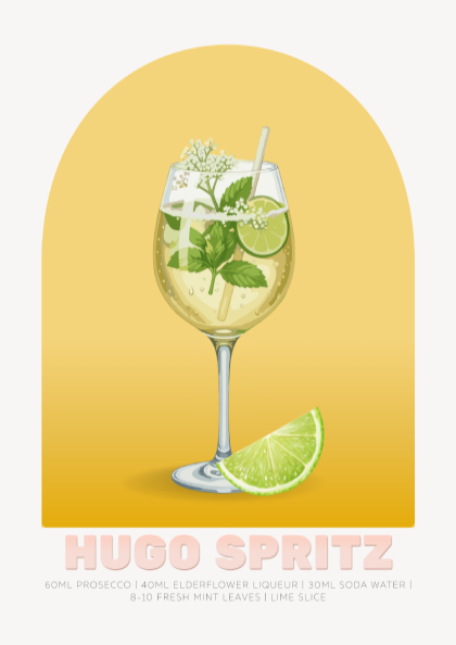 Hugo Spritz Cocktail Poster - Drinks Wall Art