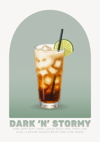 Dark 'n Stormy Cocktail Poster - Drinks Wall Art