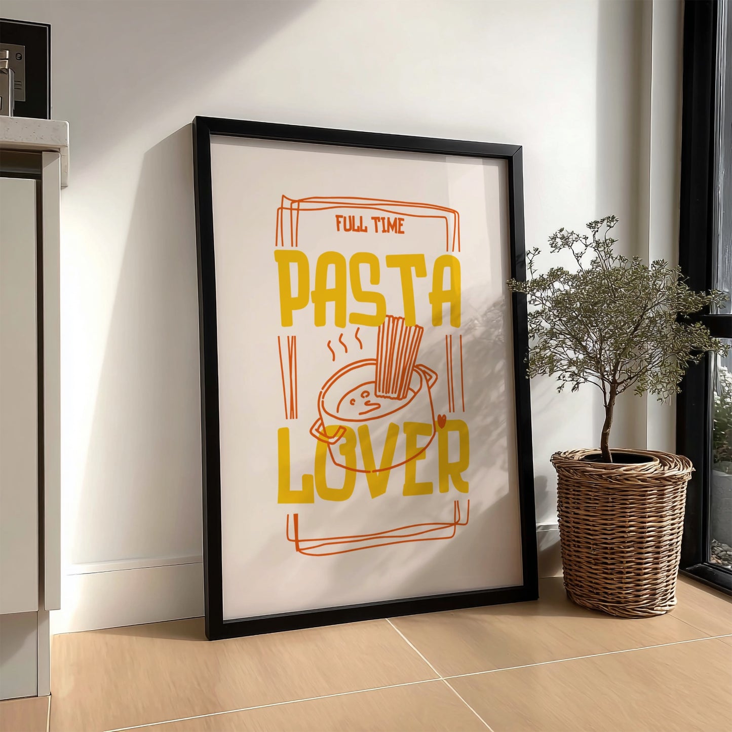 Full Time Pasta Lover Poster - Funny Italian Food Wall Art Print
