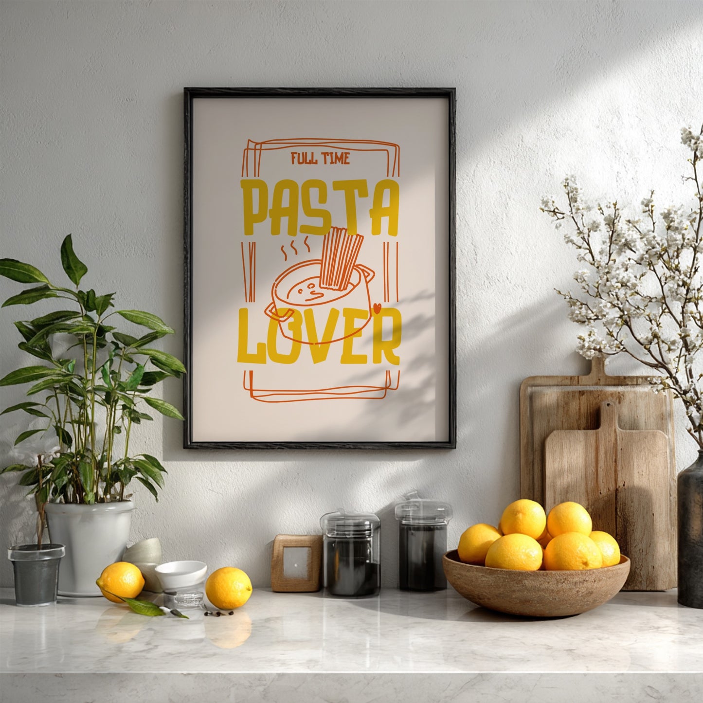 Full Time Pasta Lover Poster - Funny Italian Food Wall Art Print