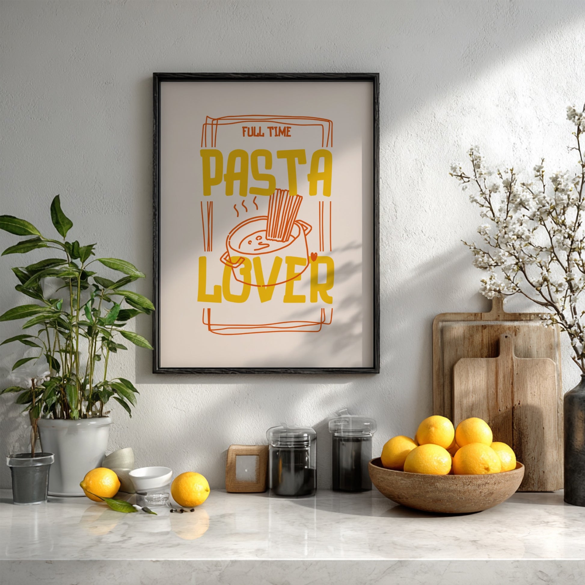 Full Time Pasta Lover Poster - Funny Italian Food Wall Art Print