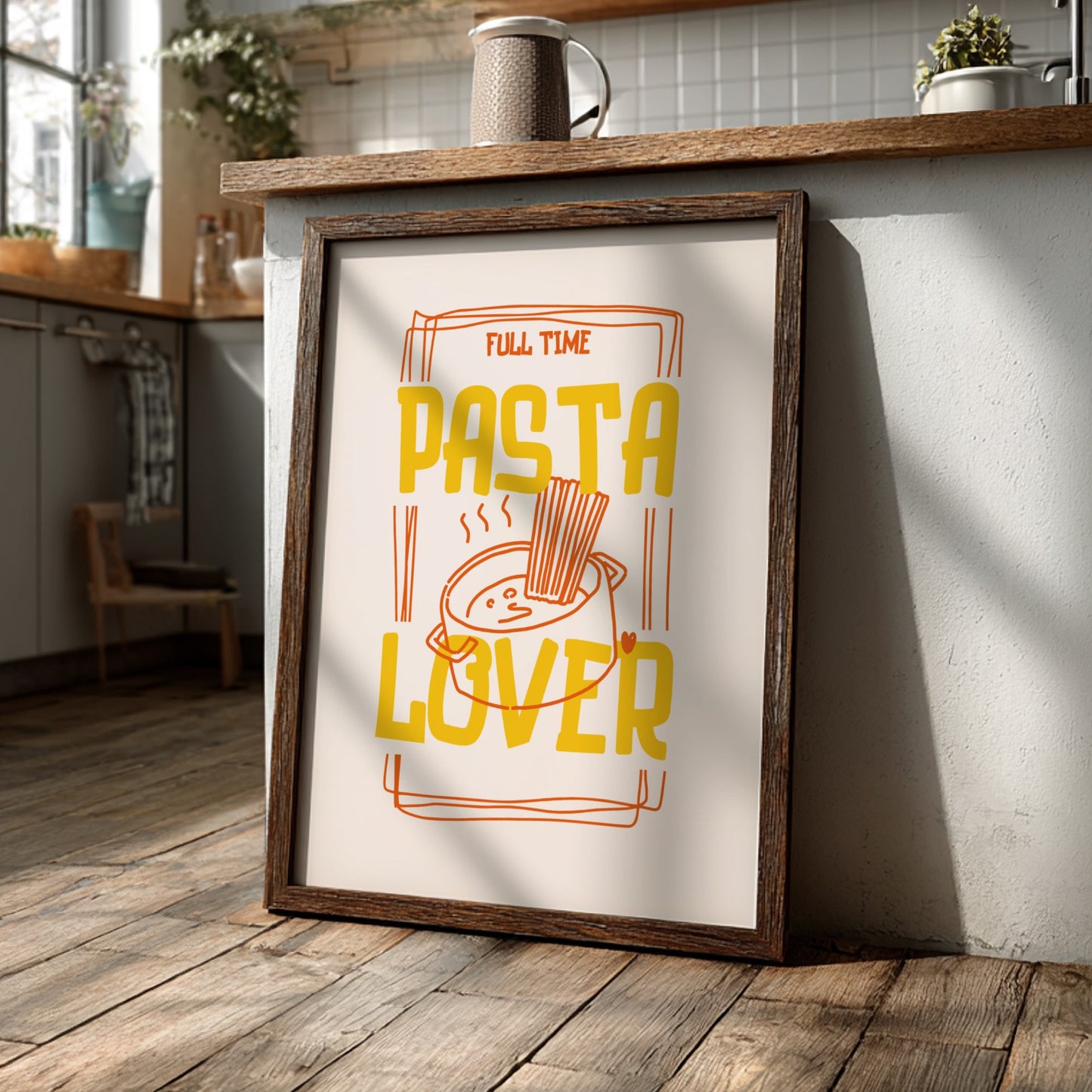 Full Time Pasta Lover Poster - Funny Italian Food Wall Art Print