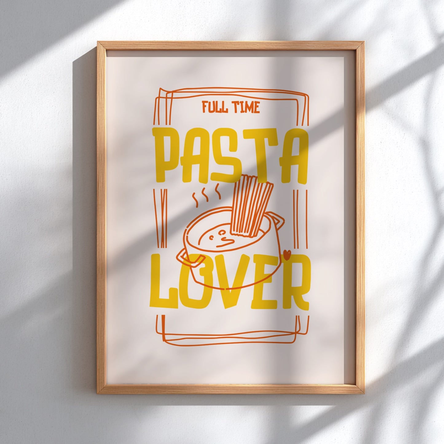 Full Time Pasta Lover Poster - Funny Italian Food Wall Art Print