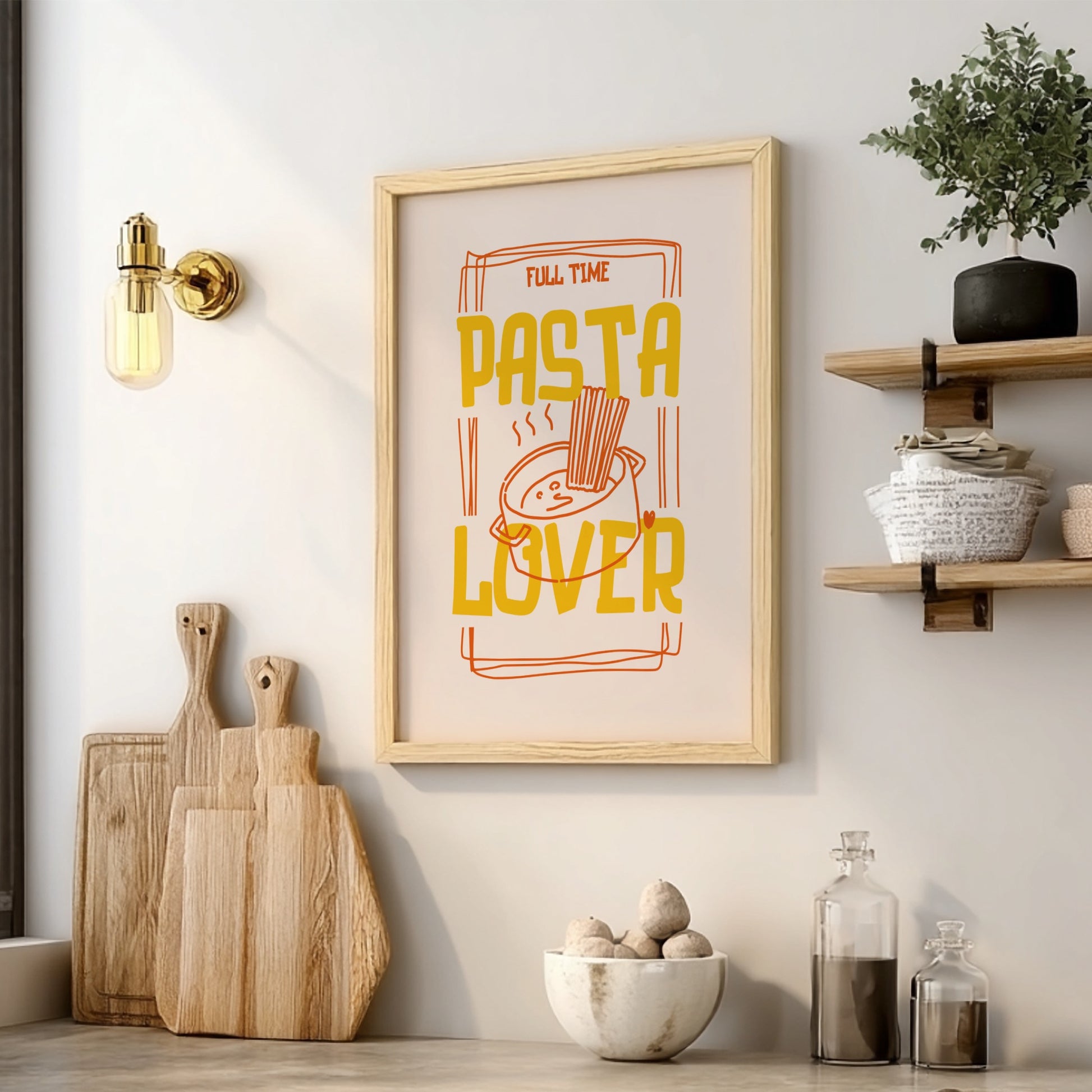 Full Time Pasta Lover Poster - Funny Italian Food Wall Art Print