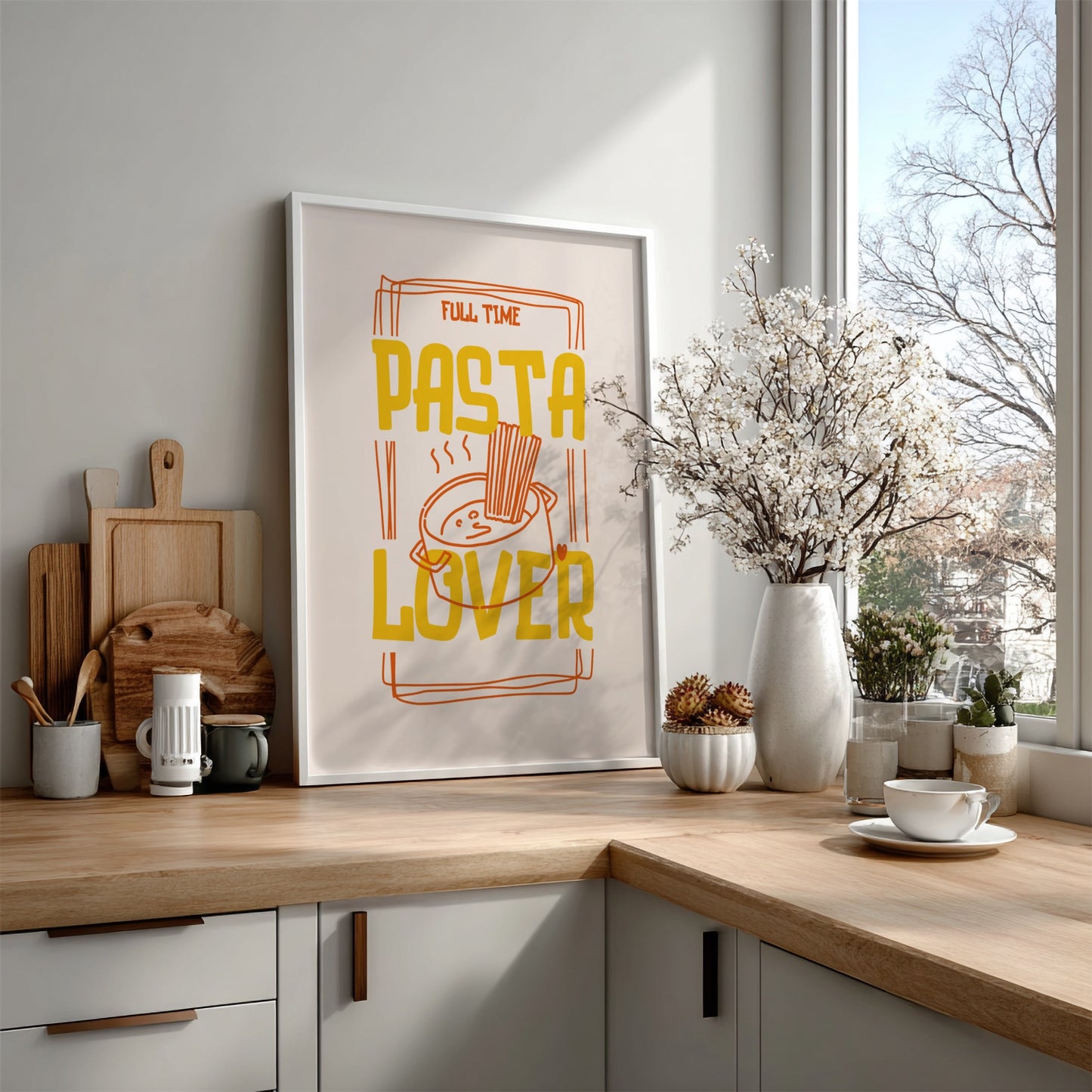 Full Time Pasta Lover Poster - Funny Italian Food Wall Art Print