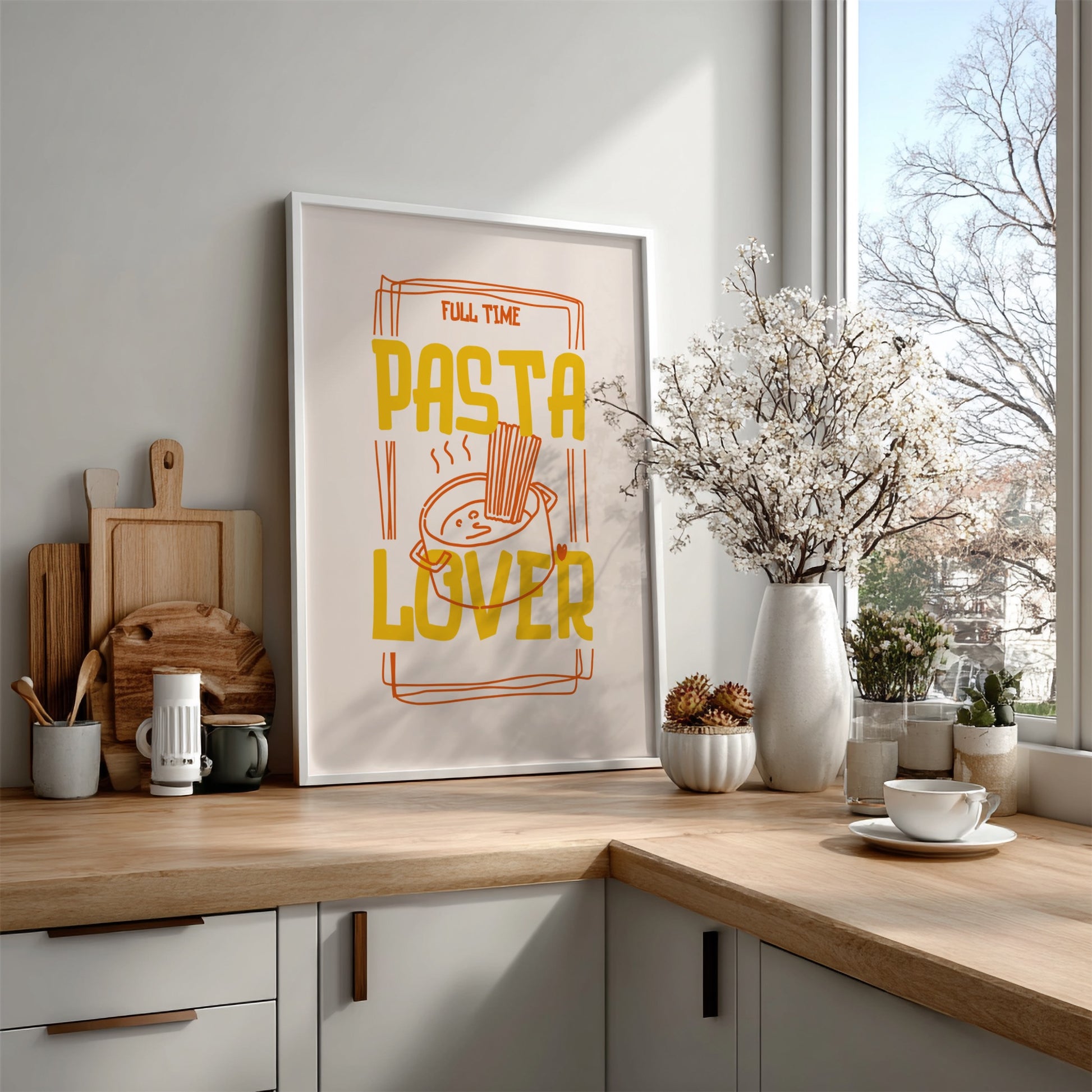 Full Time Pasta Lover Poster - Funny Italian Food Wall Art Print