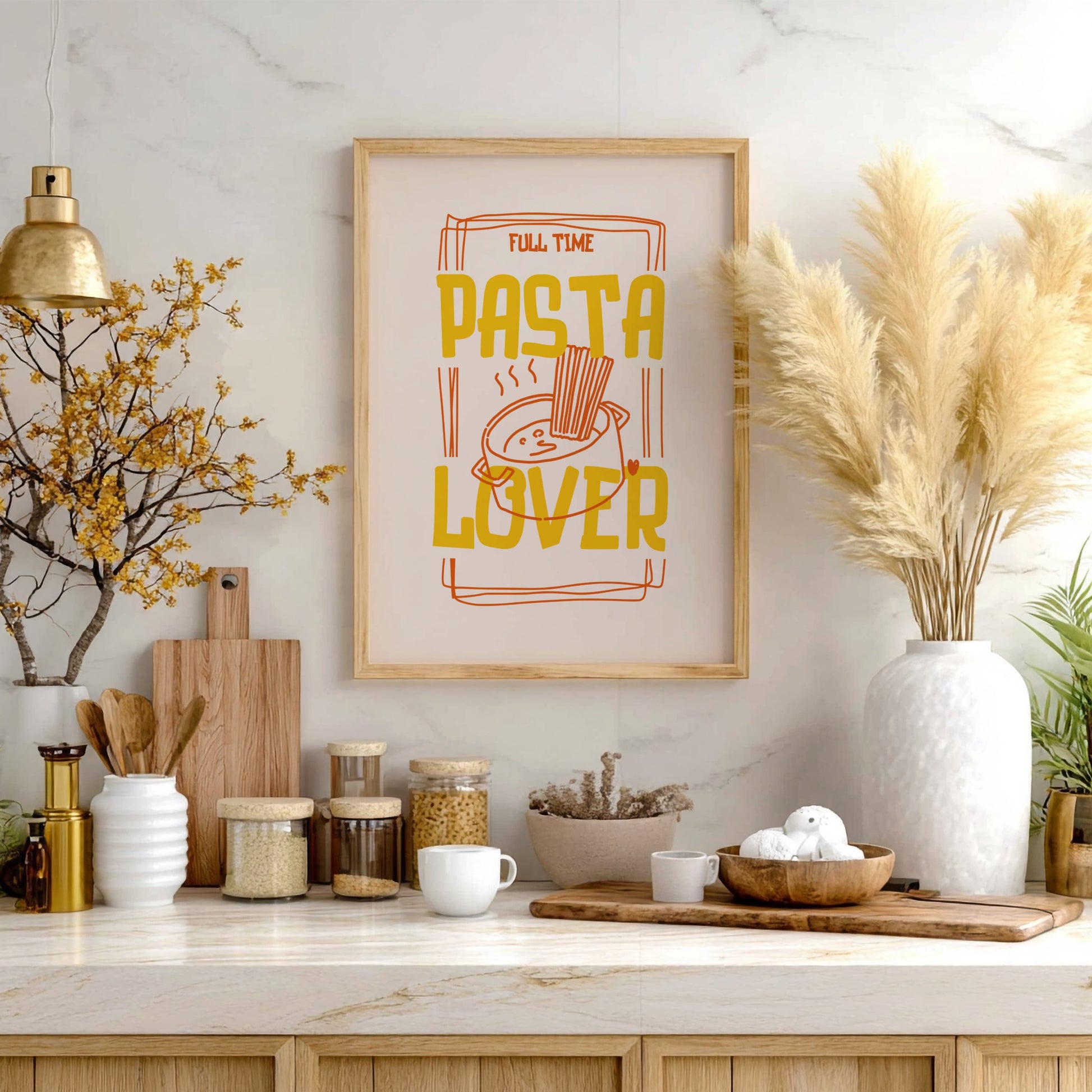 Full Time Pasta Lover Poster - Funny Italian Food Wall Art Print