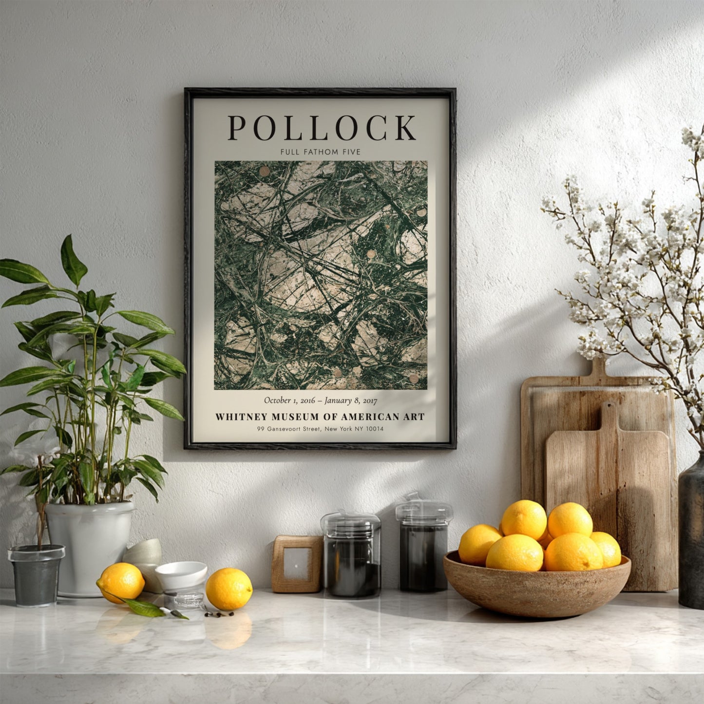 Wall art poster featuring Jackson Pollock Full Fathom Five with dark abstract lines