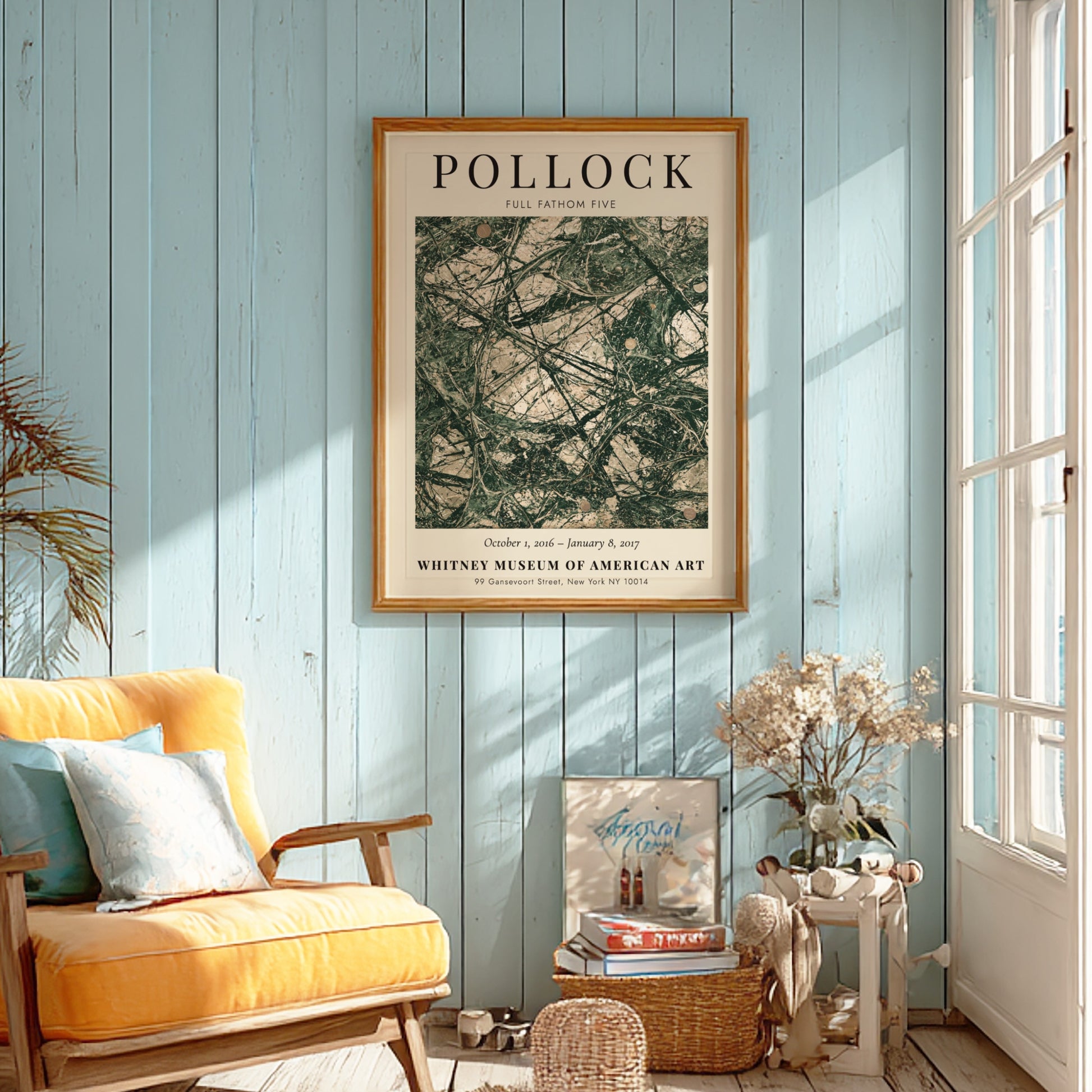 Wall art poster featuring Jackson Pollock Full Fathom Five with dark abstract lines