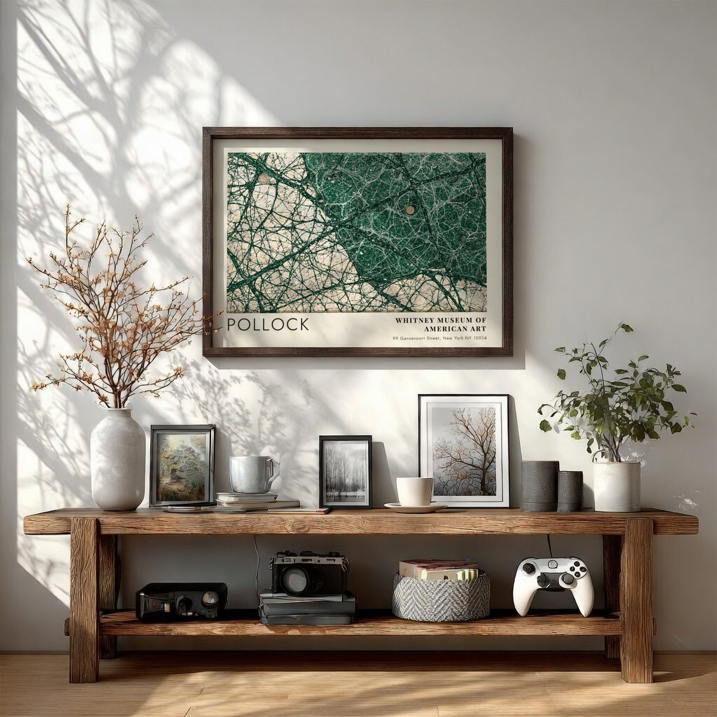 Wall art poster featuring Jackson Pollock Full Fathom Five abstract green paint splatter