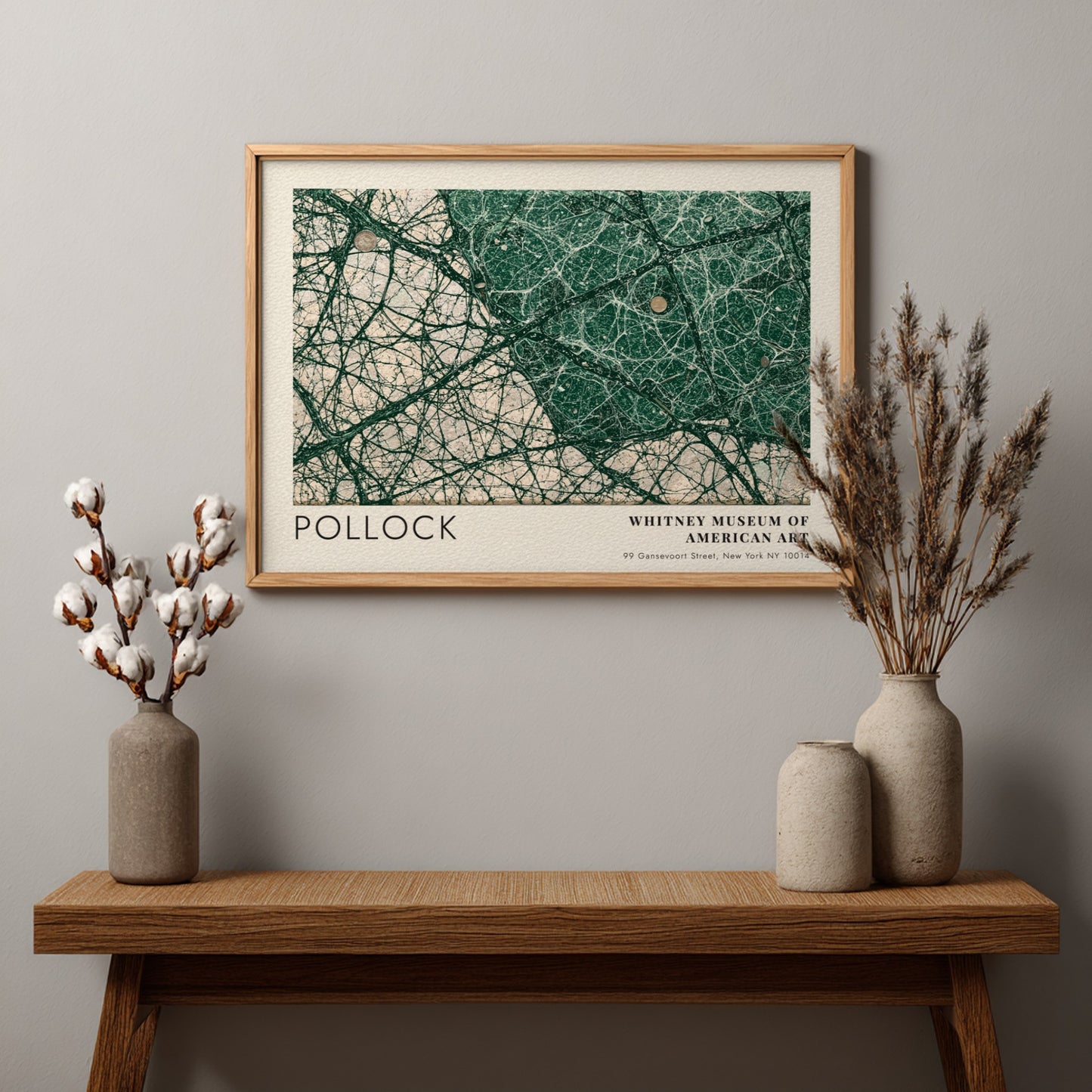 Wall art poster featuring Jackson Pollock Full Fathom Five abstract green paint splatter