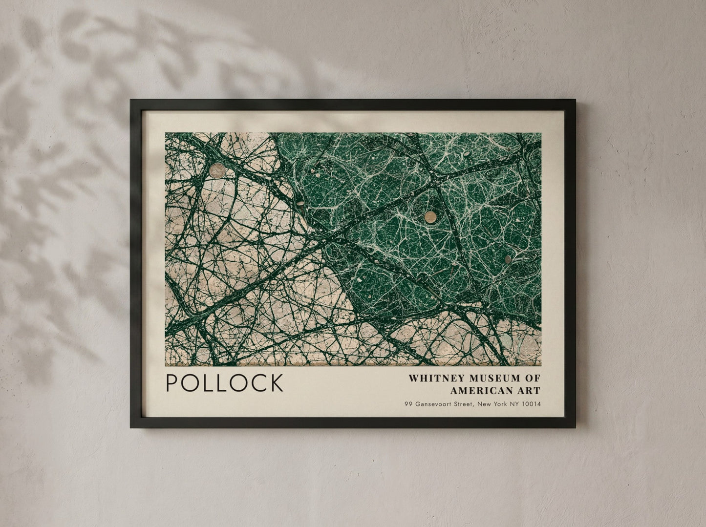Wall art poster featuring Jackson Pollock Full Fathom Five abstract green paint splatter