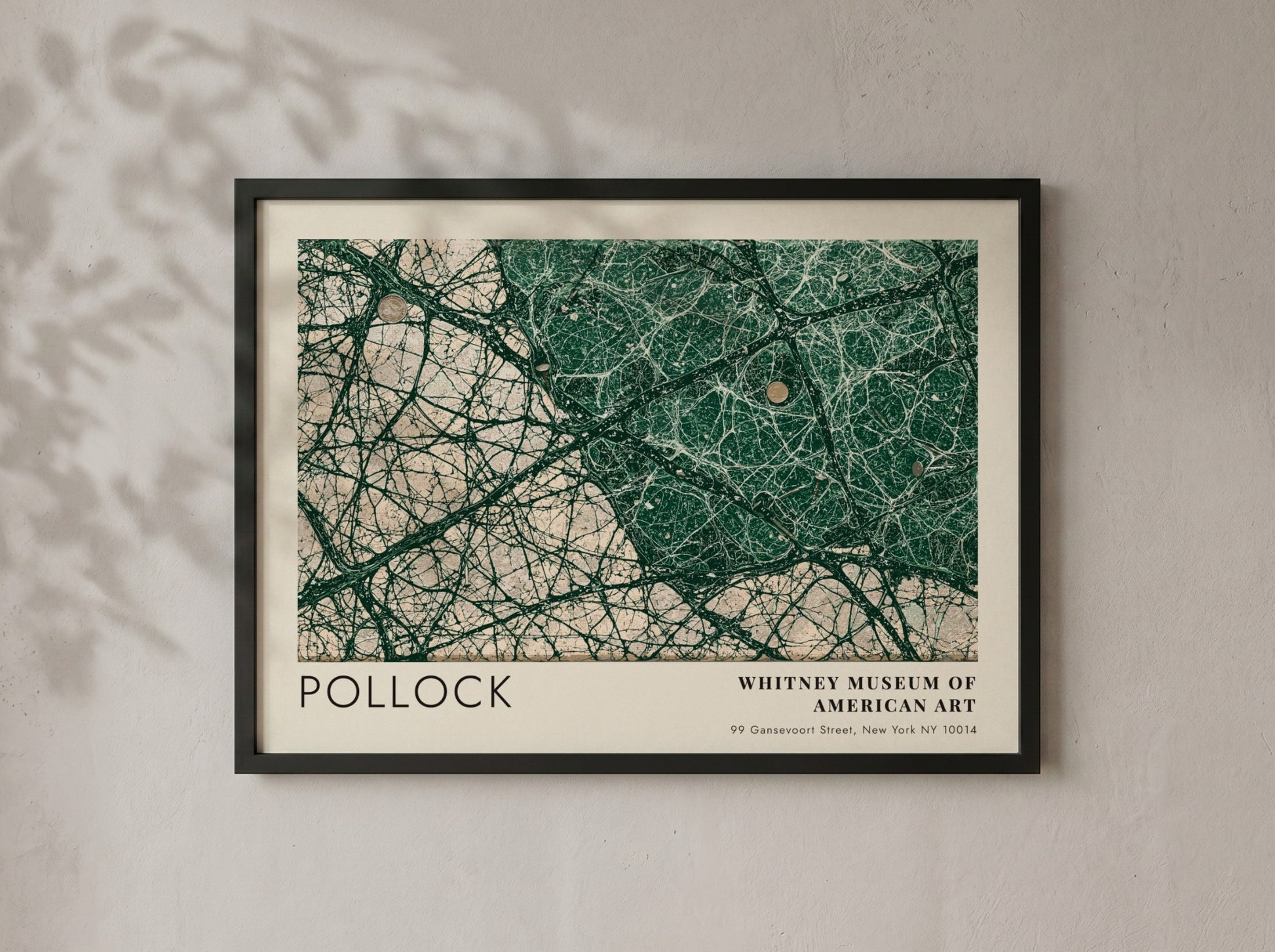 Wall art poster featuring Jackson Pollock Full Fathom Five abstract green paint splatter