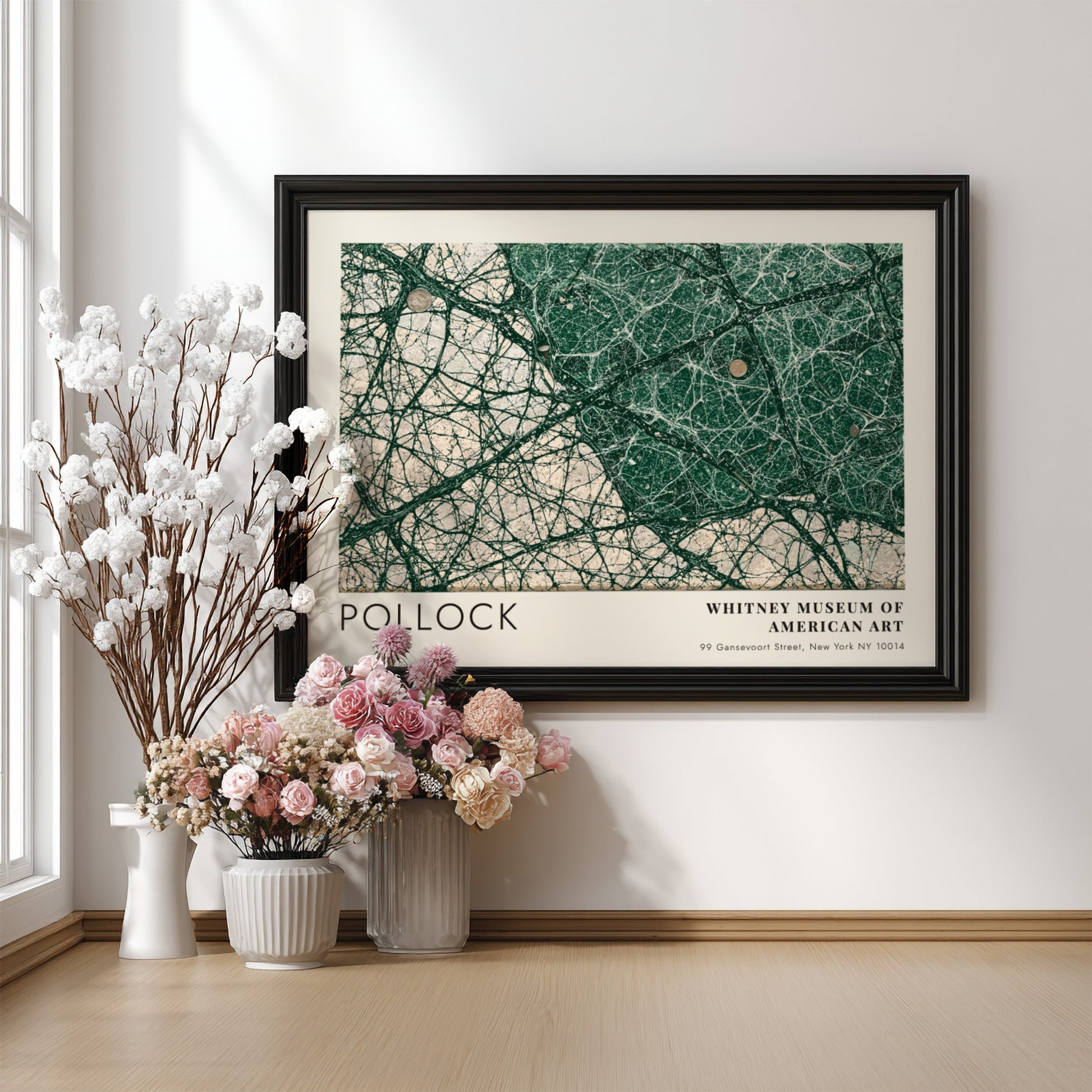 Wall art poster featuring Jackson Pollock Full Fathom Five abstract green paint splatter