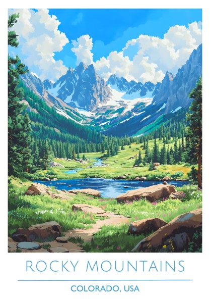 Rocky Mountains, Colorado: The Range – Modern Travel Art