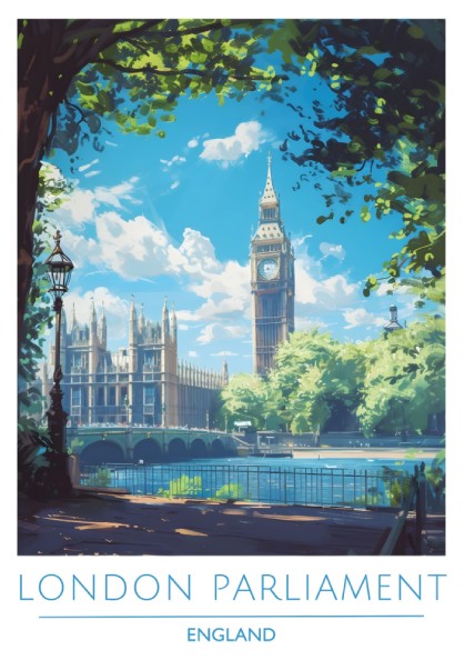 London Parliament, England: The Epoch – Modern Travel Art