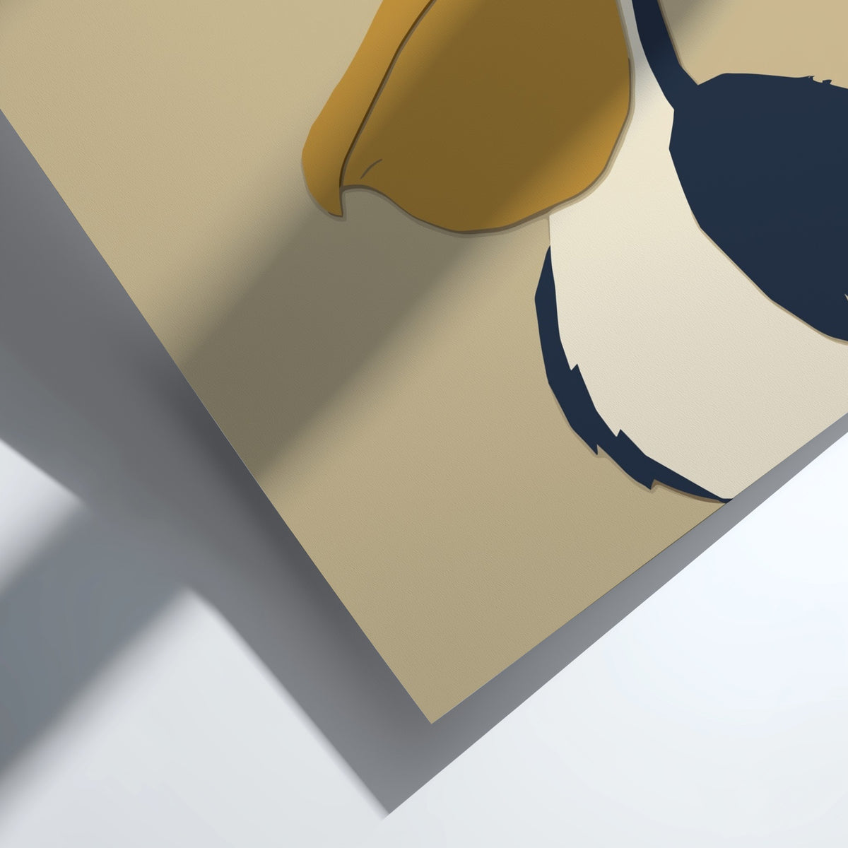 Poster featuring a smiling pelican with a large yellow beak and navy blue body.
