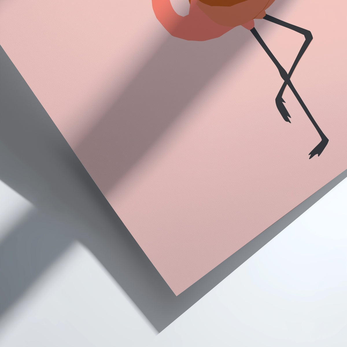 Poster featuring a minimalist flamingo illustration on a soft blush pink background with text.