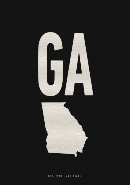 USA states poster featuring Georgia outline on black background, minimalist design