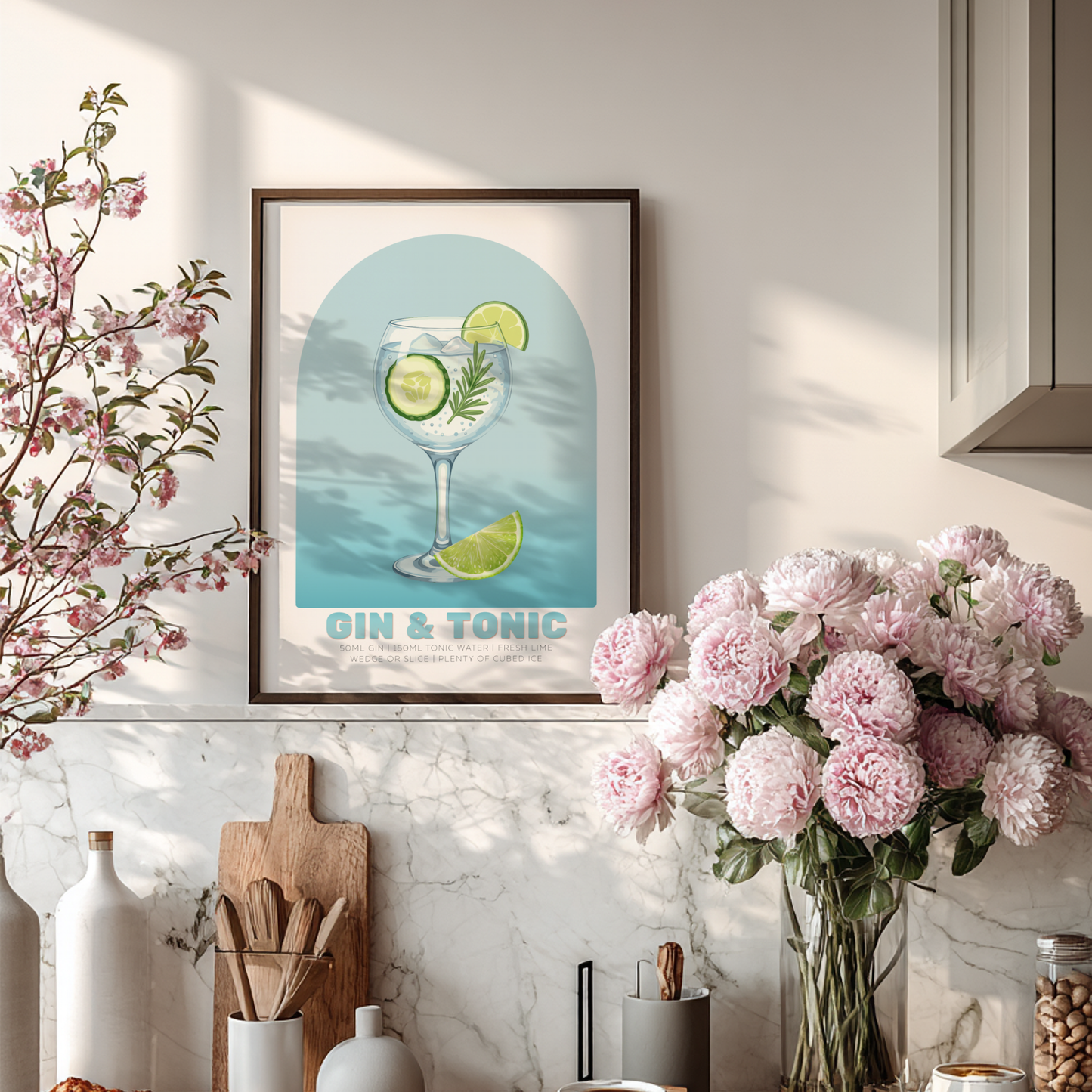 Gin & Tonic Cocktail Poster - Drinks Wall Art