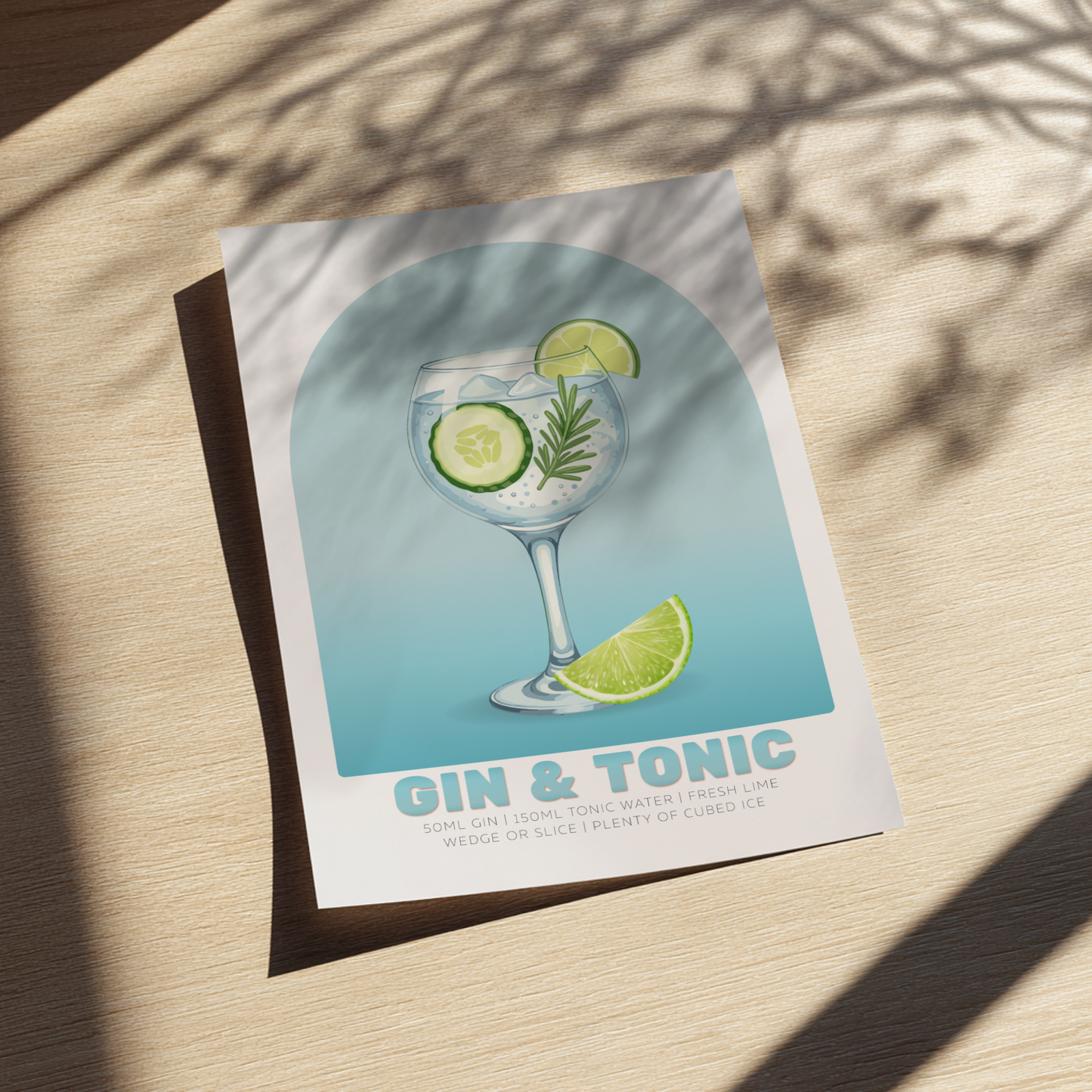 Gin & Tonic Cocktail Poster - Drinks Wall Art