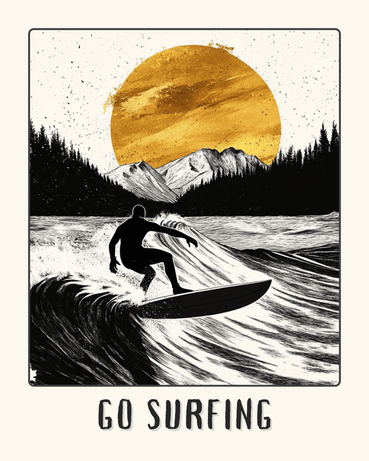 Go Surfing Poster - Gift for Surfers Enthusiast