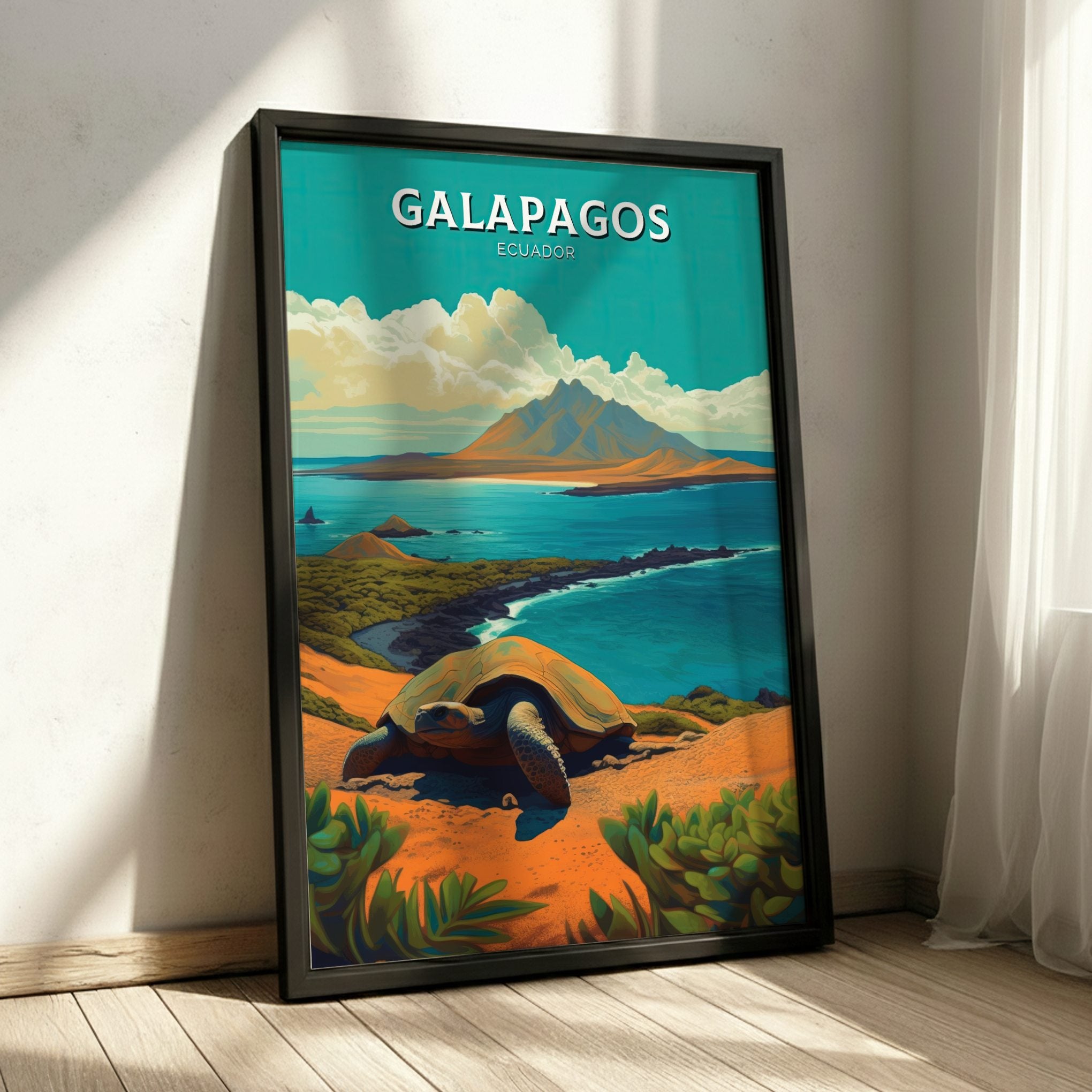 South America GALAPAGOS TRAVEL POSTER - RETRO ISLAND ART
