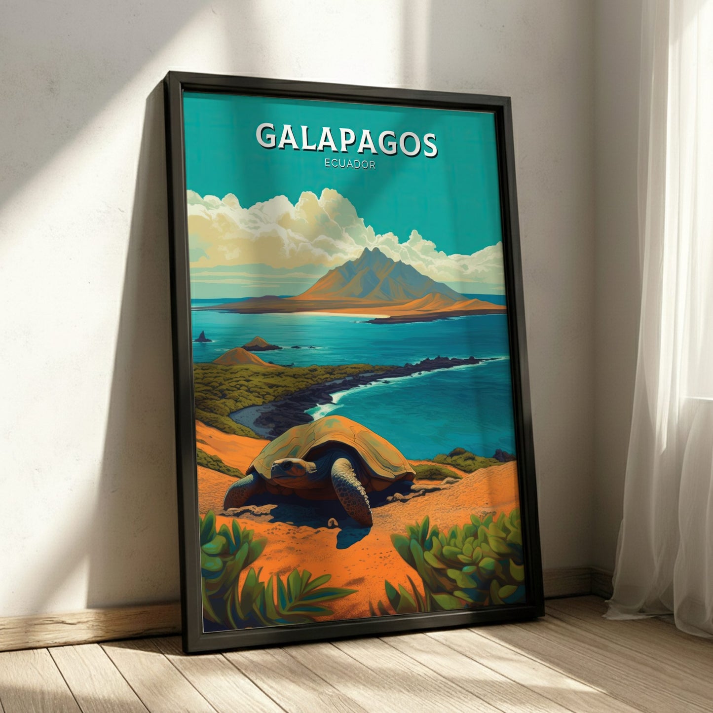 Galapagos Ecuador Black Wooden Frame Poster
