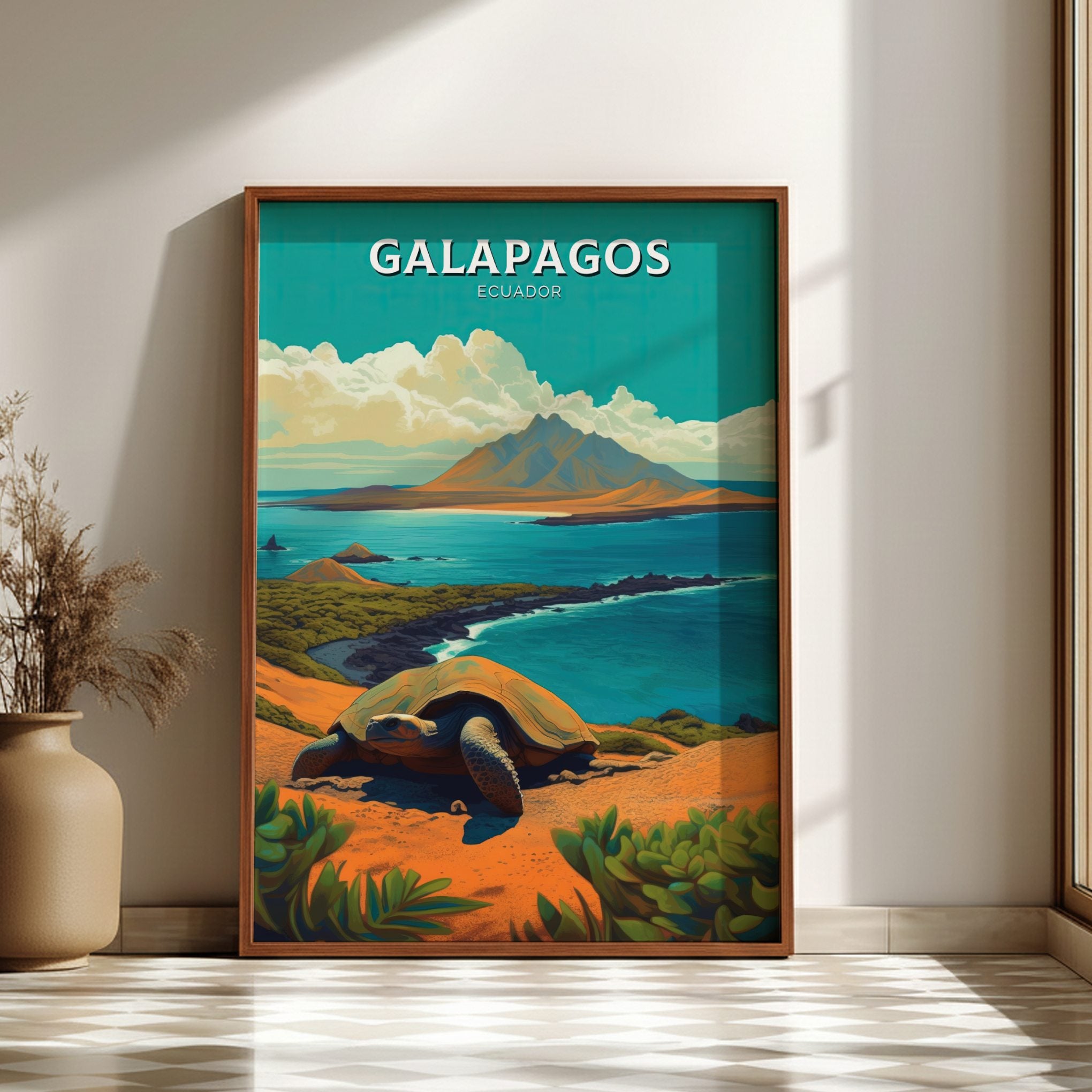 South America GALAPAGOS TRAVEL POSTER - RETRO ISLAND ART
