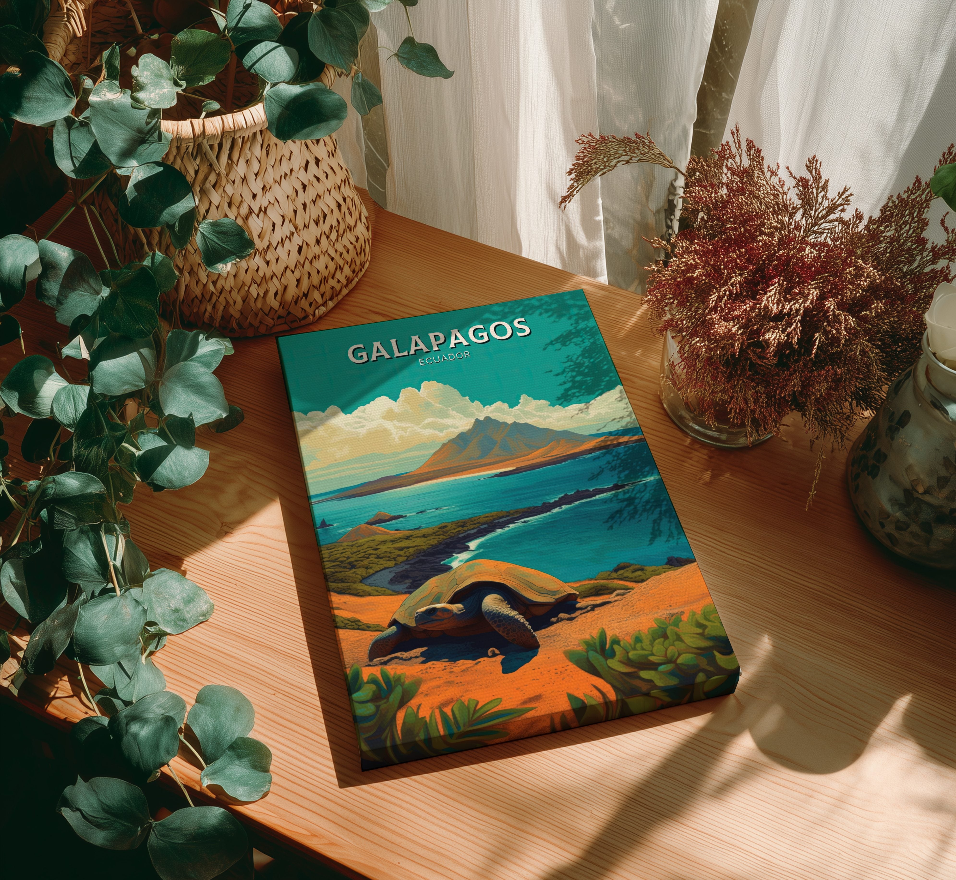 South America GALAPAGOS TRAVEL POSTER - RETRO ISLAND ART
