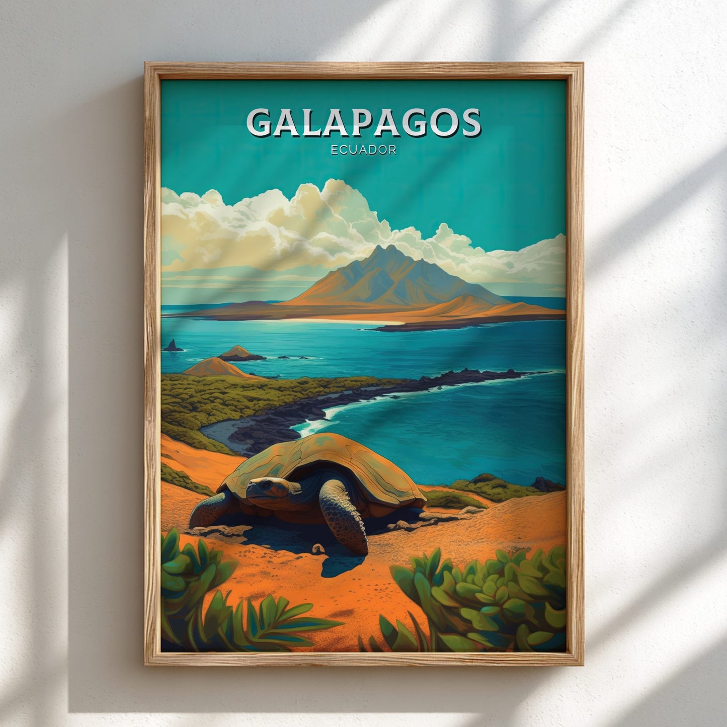 Galapagos Ecuador Light Wooden Frame Poster