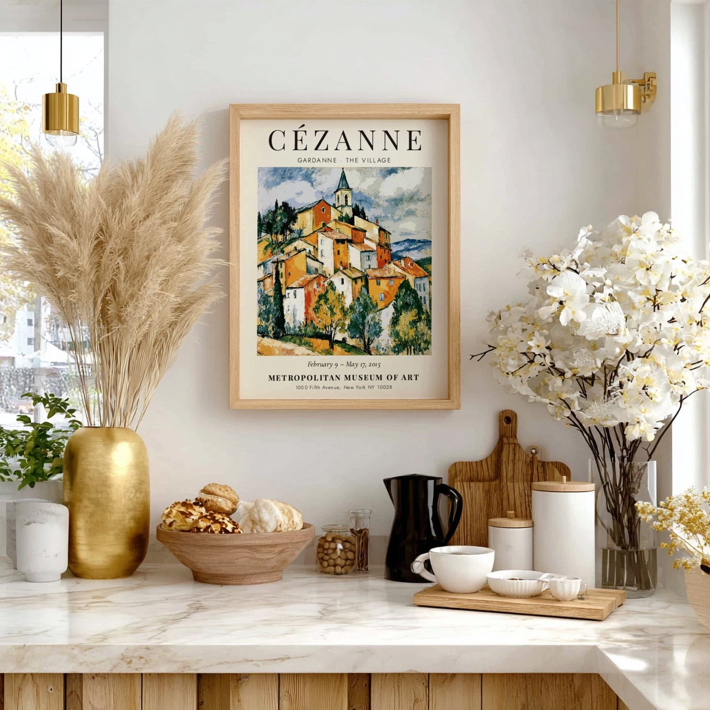 Cézanne exhibition poster featuring Gardanne The Village with vibrant colors and expressive brushstrokes