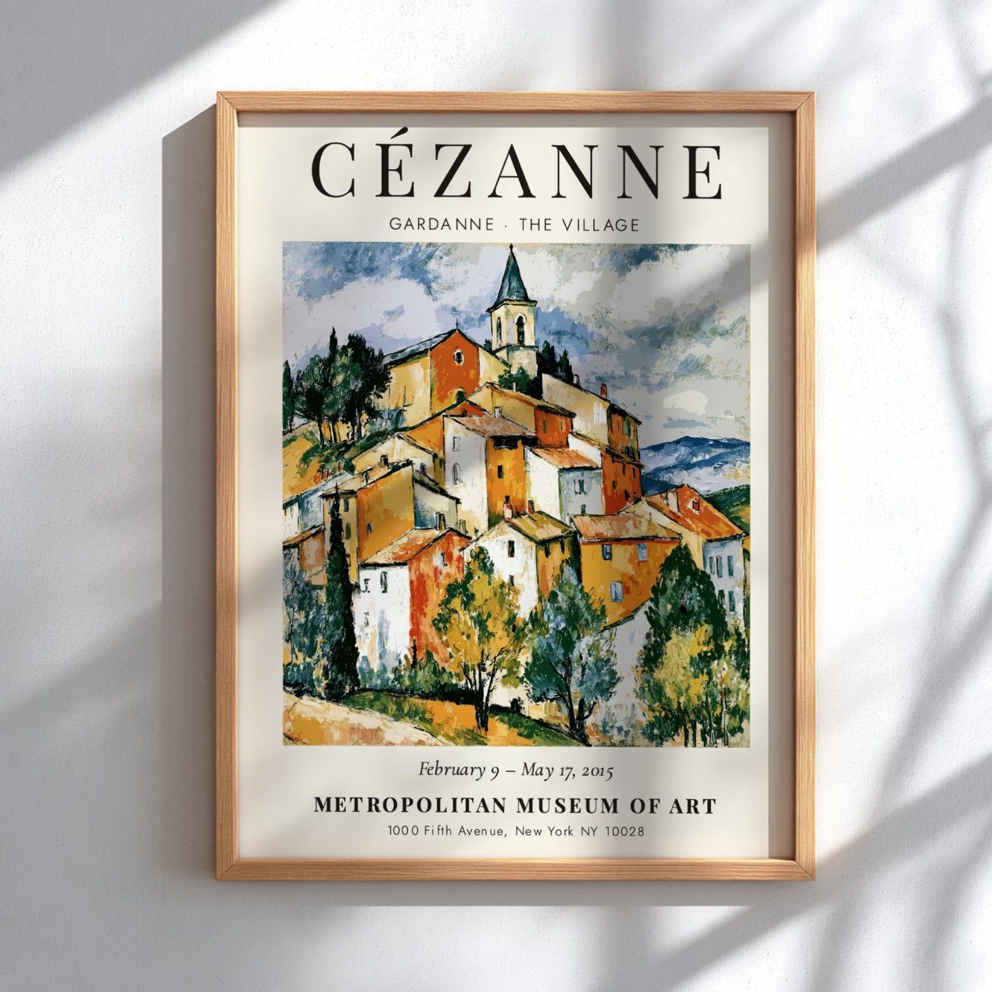Cézanne exhibition poster featuring Gardanne The Village with vibrant colors and expressive brushstrokes