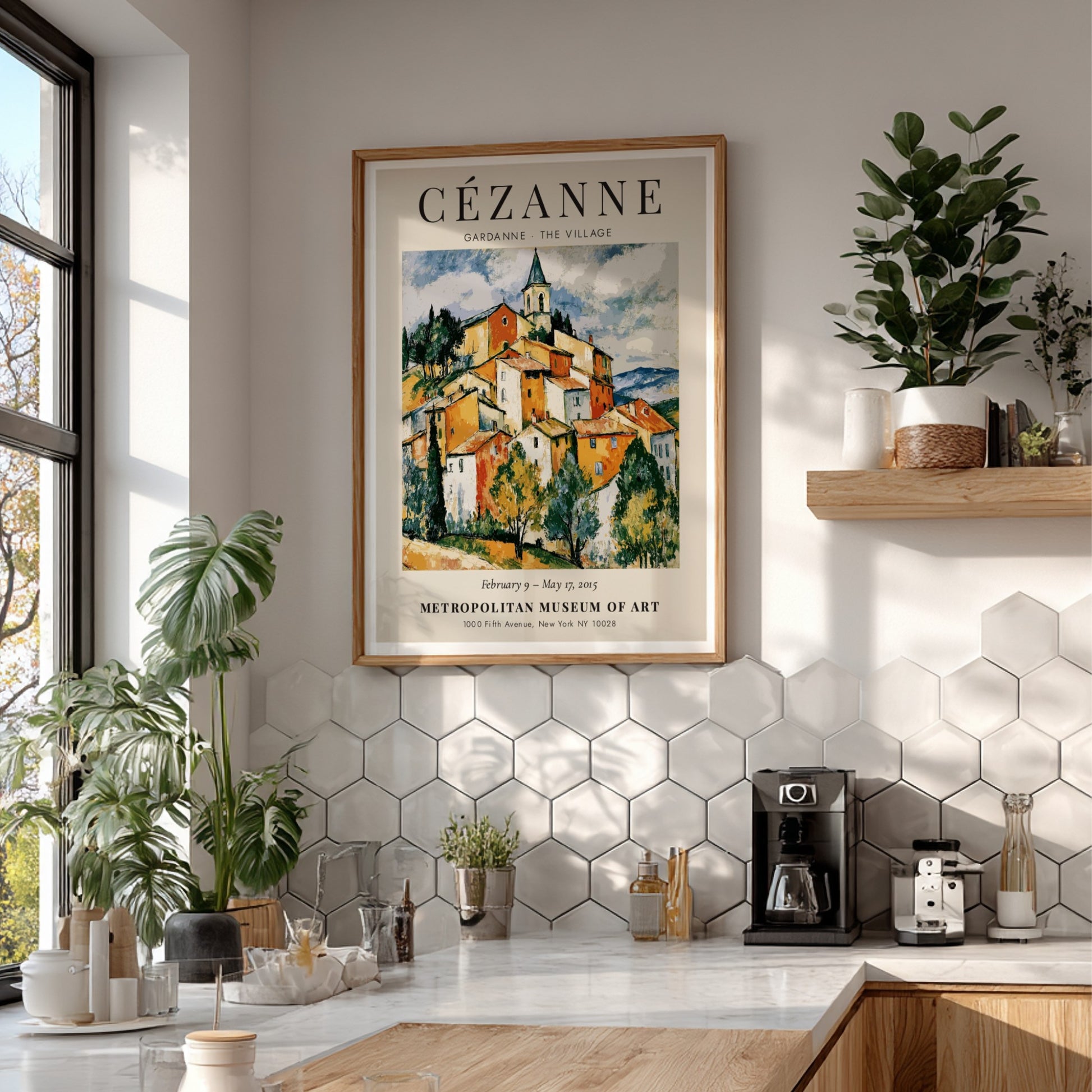 Cézanne exhibition poster featuring Gardanne The Village with vibrant colors and expressive brushstrokes