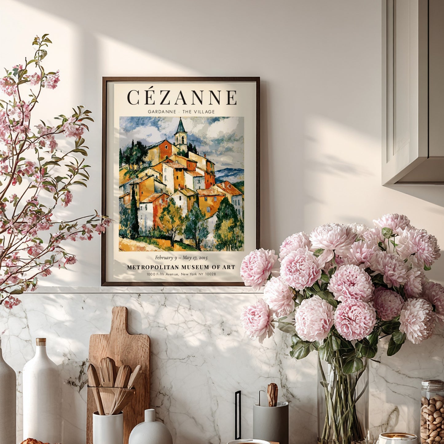Cézanne exhibition poster featuring Gardanne The Village with vibrant colors and expressive brushstrokes