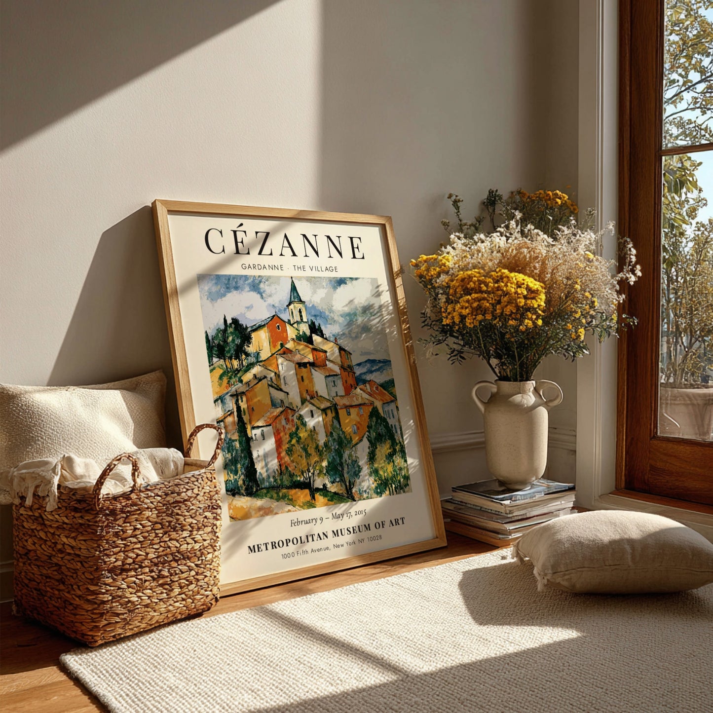 Cézanne exhibition poster featuring Gardanne The Village with vibrant colors and expressive brushstrokes