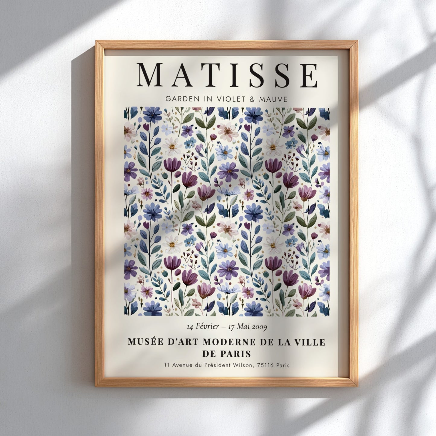 Henri Matisse poster featuring wildflowers in violet and mauve, perfect for floral wall decor.